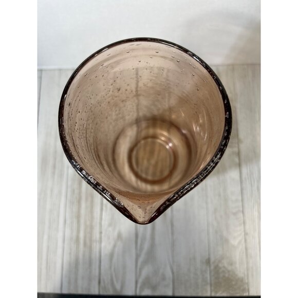 Vintage Amber Bubble Blown Glass Handleless Pitcher 8'' Tall - Picture 2 of 5